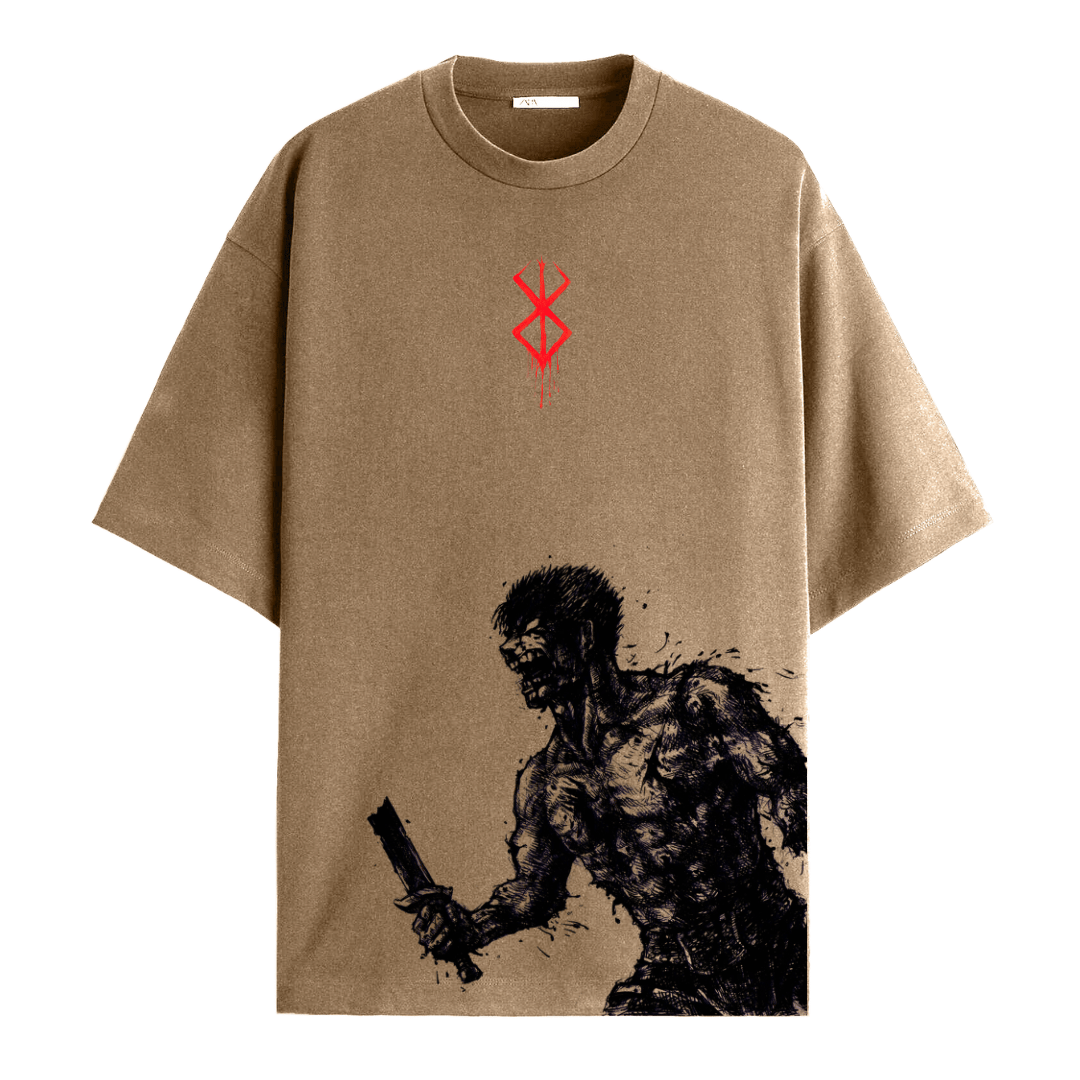 Guts Anguish Beige Oversized Tee